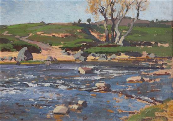 § Samuel John Lamorna Birch R.A. R.W.S (1869-1955) Cornish stream 9.5 x 13.5in.